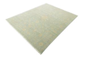 Muted Aqua Blue Floral Transitional 8X10 Oriental Rug