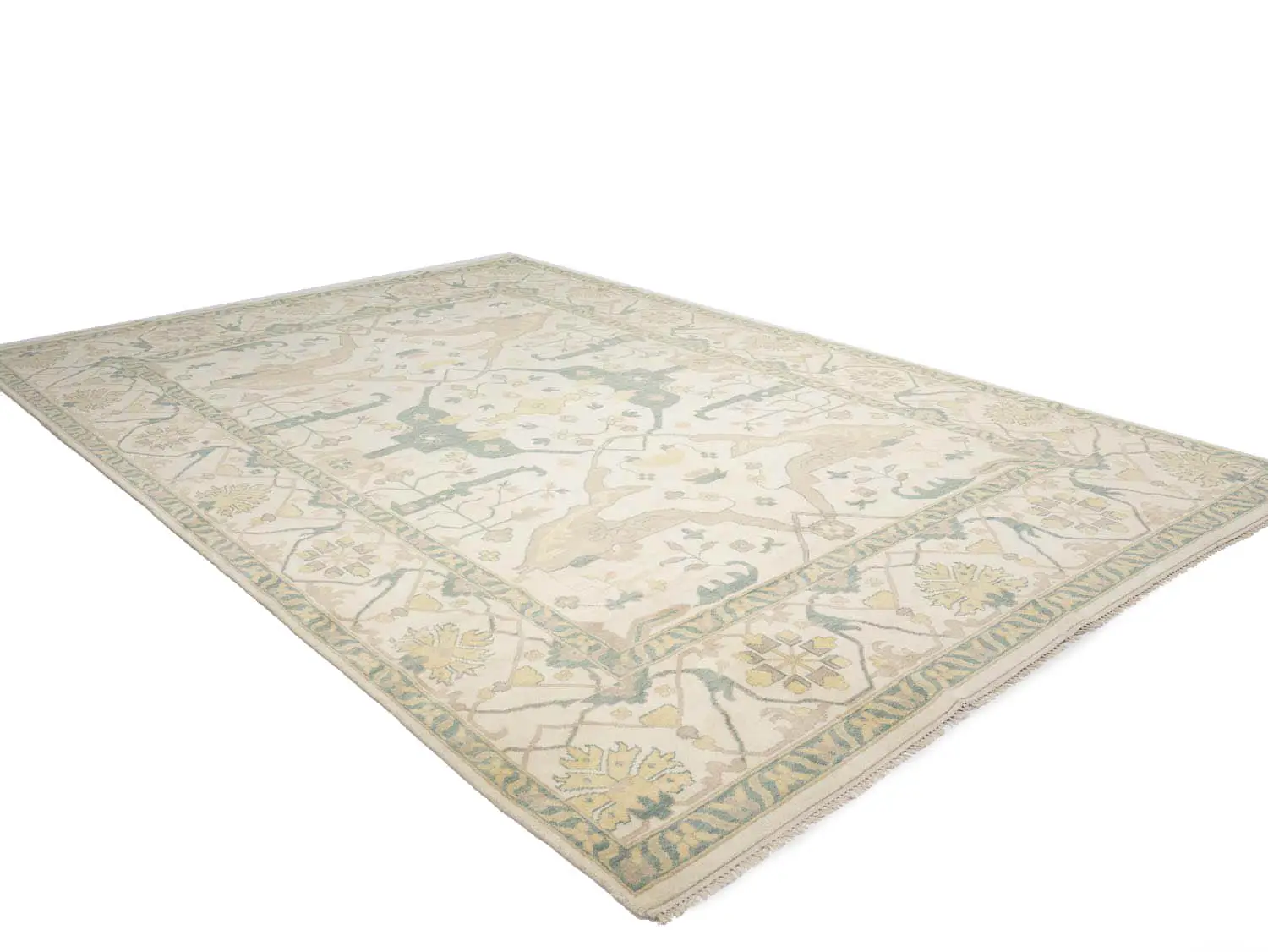 Muted Ivory Floral 12x18 Oushak Oriental Rug