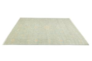 Muted Aqua Blue Floral Transitional 8X10 Oriental Rug