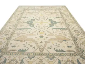 Muted Ivory Floral 12x18 Oushak Oriental Rug