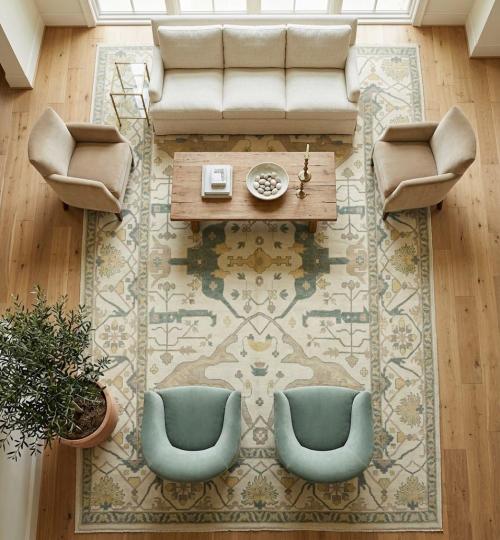 Muted Ivory Floral 12x18 Oushak Oriental Rug