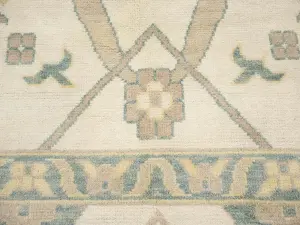 Muted Ivory Floral 12x18 Oushak Oriental Rug