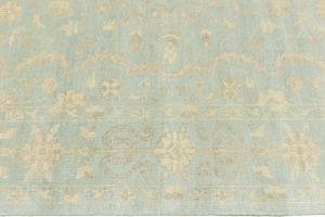 Muted Aqua Blue Floral Transitional 8X10 Oriental Rug