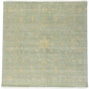 Muted Aqua Blue Floral 8x8Transitional Oriental Square Rug