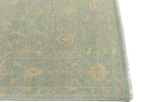 Muted Aqua Blue Floral 8x8Transitional Oriental Square Rug