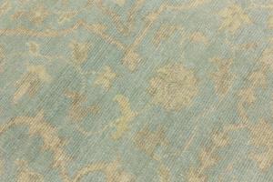 Muted Aqua Blue Floral 8x8Transitional Oriental Square Rug