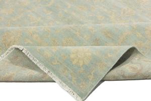 Muted Aqua Blue Floral 8x8Transitional Oriental Square Rug