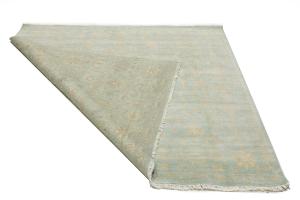 Muted Aqua Blue Floral 8x8Transitional Oriental Square Rug