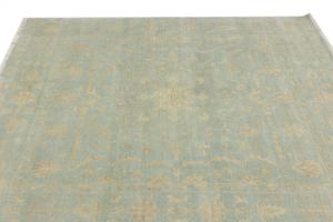 Muted Aqua Blue Floral 8x8Transitional Oriental Square Rug