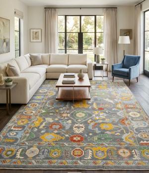 9'2 x 11'10 Muted Hand Knotted Colorfast Oushak Chobi Wool Rug