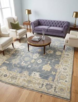 Muted Floral 9X12 Oushak Chobi Oriental Rug