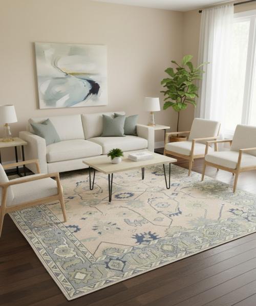 Muted Floral Colorfast 9X12 Oushak Chobi Oriental Rug