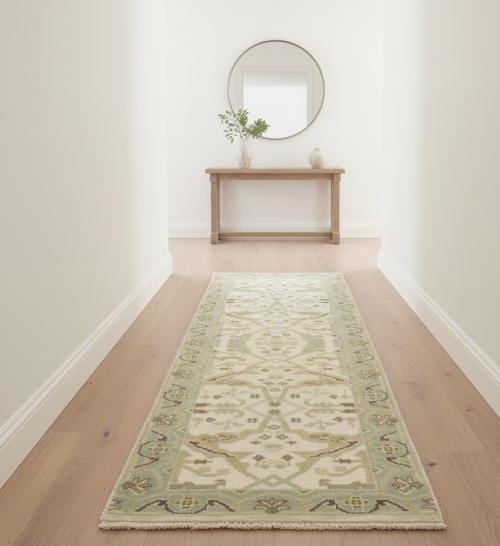 Muted Colors Floral 3X8 Oushak Oriental Runner Rug