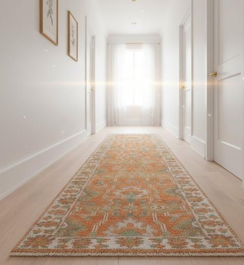 Muted Colors Floral 2'6X9'9 Oushak Oriental Runner Rug