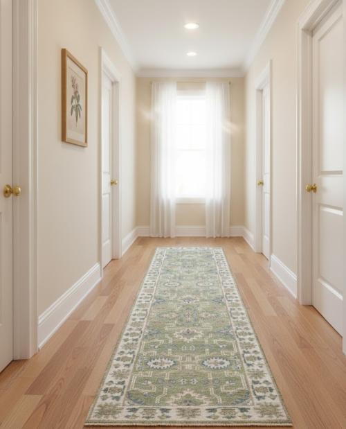 Muted Colors Floral 2'6X10'0 Oushak Oriental Runner Rug