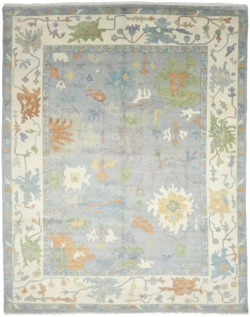 Muted Floral Colorfast 12X15 Oushak Oriental Rug