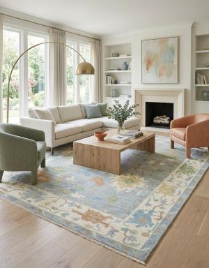 Muted Floral Colorfast 12X15 Oushak Oriental Rug