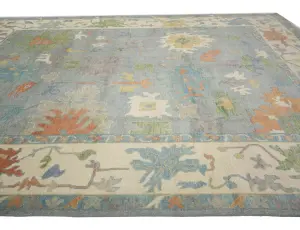 Muted Floral Colorfast 12X15 Oushak Oriental Rug