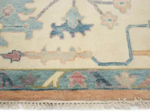 Muted Peach Floral Colorfast 12X15 Oushak Oriental Rug