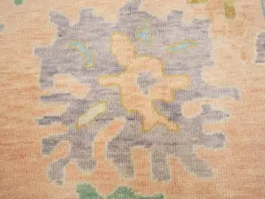Muted Peach Floral Colorfast 12X15 Oushak Oriental Rug
