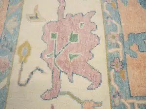 Muted Peach Floral Colorfast 12X15 Oushak Oriental Rug