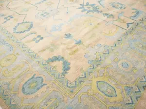 Peach Floral Colorfast 12X12 Oushak Oriental Square Rug