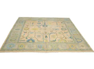Peach Floral Colorfast 12X12 Oushak Oriental Square Rug
