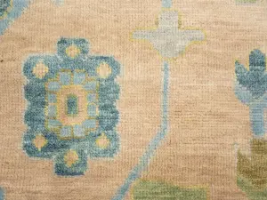 Peach Floral Colorfast 12X12 Oushak Oriental Square Rug