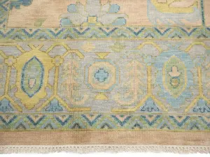 Peach Floral Colorfast 12X12 Oushak Oriental Square Rug