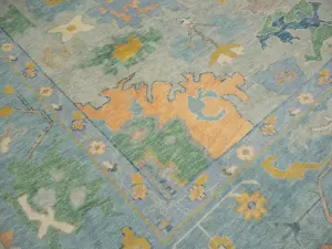 Muted Floral Colorfast 12x15 Oushak Chobi Oriental Rug