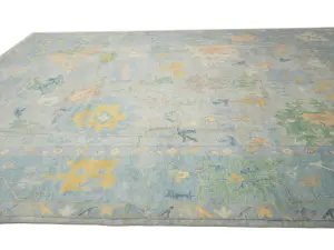 Muted Floral Colorfast 12x15 Oushak Chobi Oriental Rug