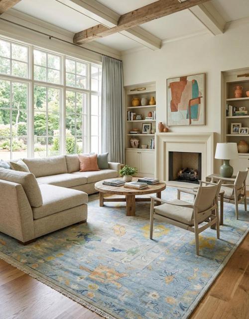 Muted Floral Colorfast 12x15 Oushak Chobi Oriental Rug