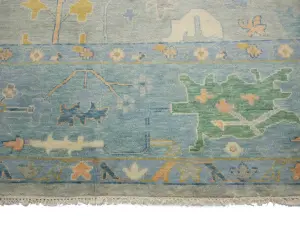 Muted Floral Colorfast 12x15 Oushak Chobi Oriental Rug