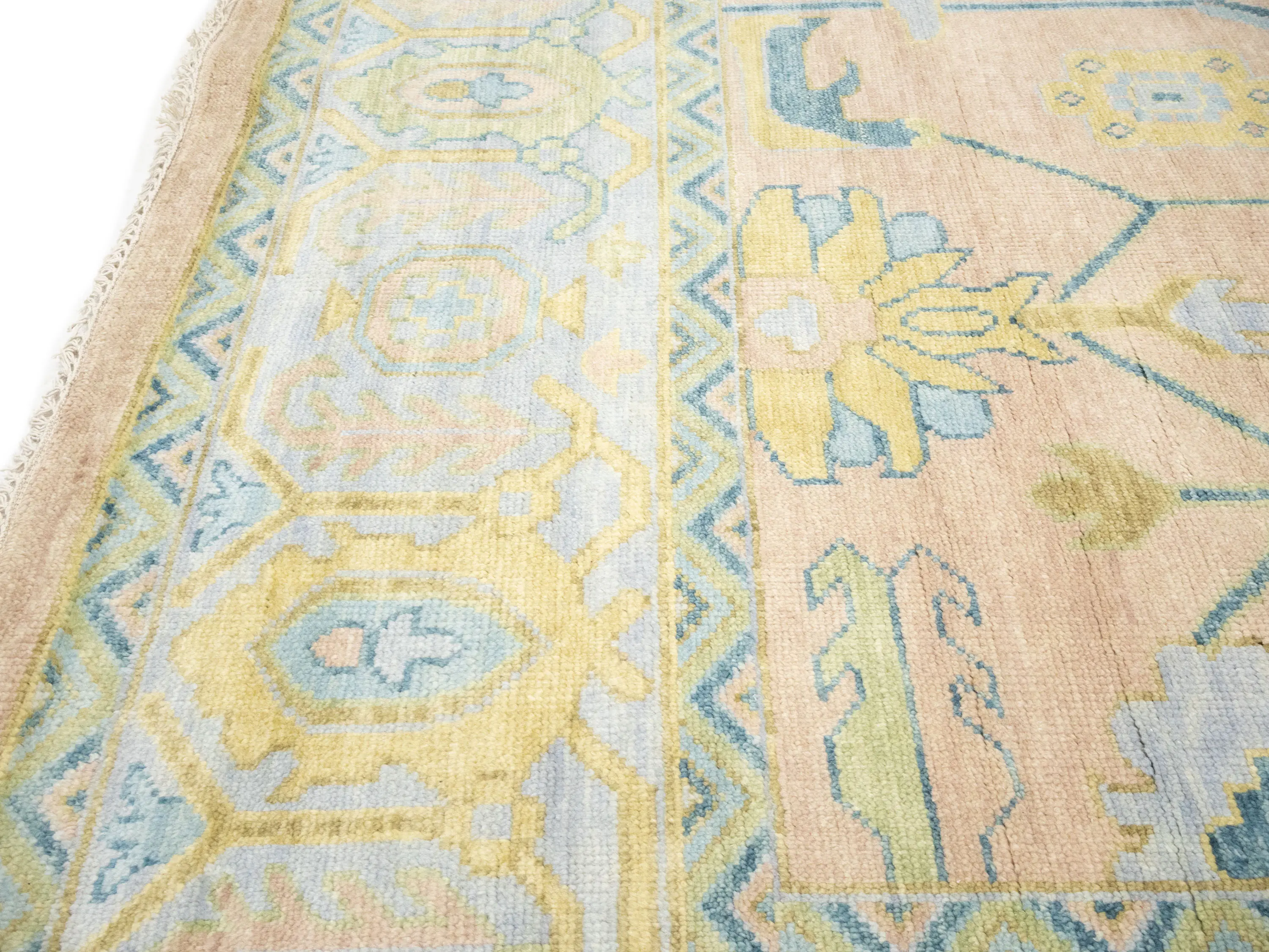 Peach Floral Colorfast 12X12 Oushak Chobi Oriental Square Rug
