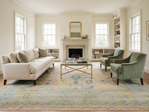Peach Floral Colorfast 12X12 Oushak Chobi Oriental Square Rug