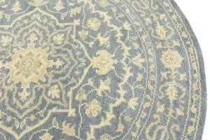 Muted Gray Floral 8X8 Transitional Oriental Round Rug