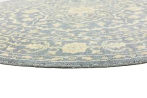 Muted Gray Floral 8X8 Transitional Oriental Round Rug