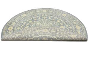 Muted Gray Floral 8X8 Transitional Oriental Round Rug