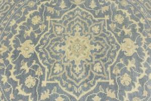 Muted Gray Floral 8X8 Transitional Oriental Round Rug