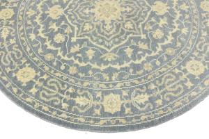 Muted Gray Floral 8X8 Transitional Oriental Round Rug