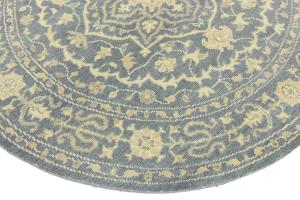 Muted Gray Floral 8X8 Transitional Oriental Round Rug