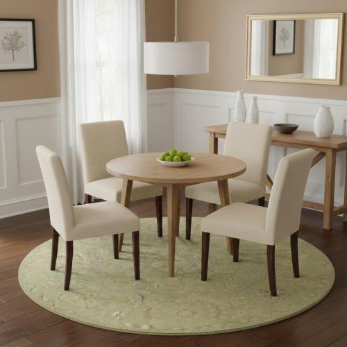 Muted Light Green Floral 6X6 Transitional Oriental Round Rug