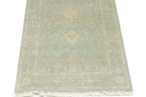 Muted Aqua Blue Floral Transitional 3X10 Oriental Runner Rug