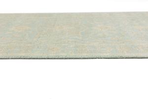 Muted Aqua Blue Floral Transitional 3X10 Oriental Runner Rug
