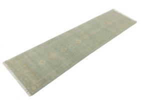 Muted Aqua Blue Floral Transitional 3X10 Oriental Runner Rug