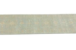 Muted Aqua Blue Floral Transitional 3X10 Oriental Runner Rug