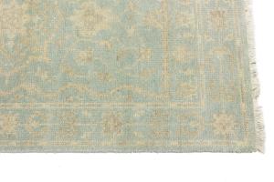 Muted Aqua Blue Floral Transitional 3X10 Oriental Runner Rug