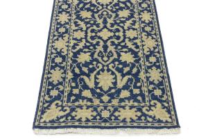 Muted Blue Floral Transitional 3X12 Oriental Runner Rug