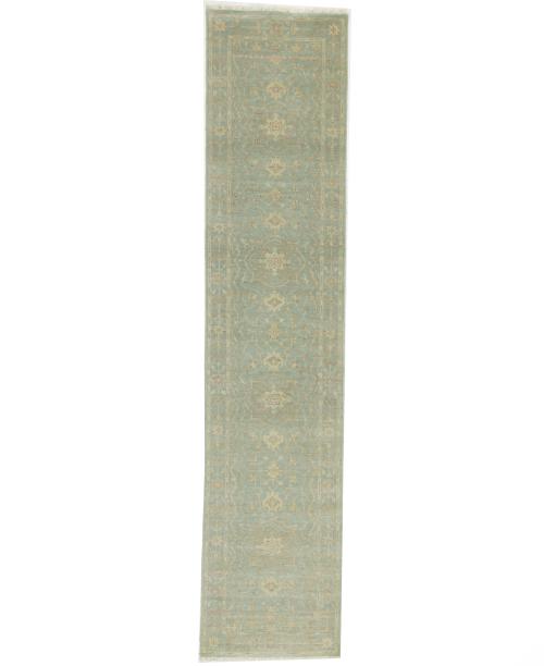 Muted Aqua Blue Floral Transitional 3X12 Oriental Runner Rug