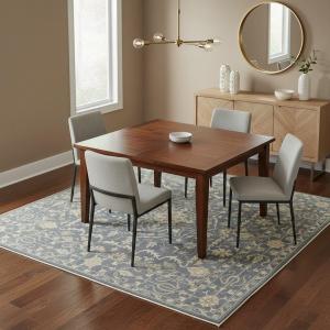 Muted Gray Floral 10x10 Transitional Oriental Square Rug